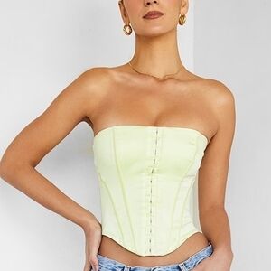 Mistress Rocks Lemon Satin Corset. Size Small.